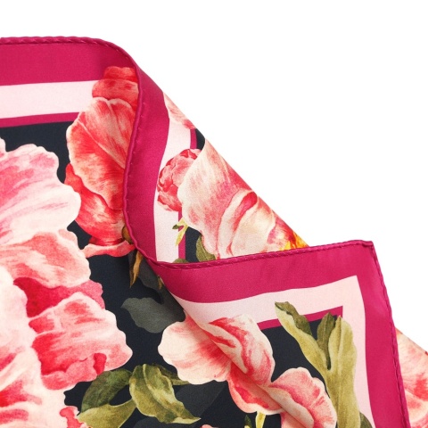 Jedwabna apaszka dwustronna piwonie 53x53cm AD5-006