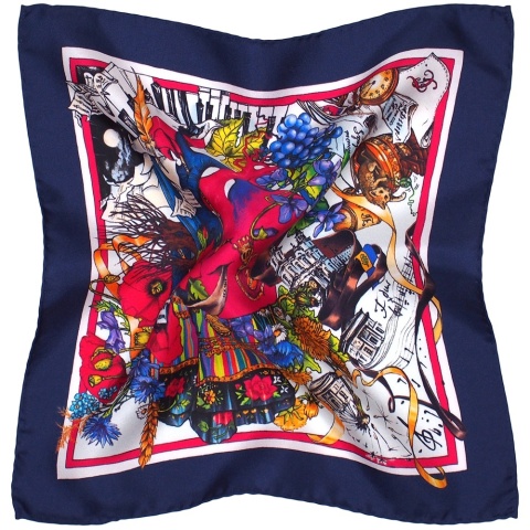 Jedwabna poszetka dwustronna Fryderyk Chopin 30x30 cm CH-1044