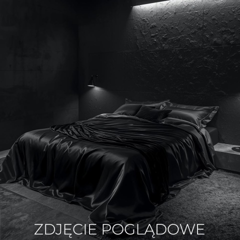 Jedwabna poszewka na kołdrę 140x200 cm z suwakiem satynowa czarna