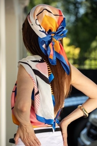 Double-Sided Silk Scarf Pop Art 180x45 cm SDD-05