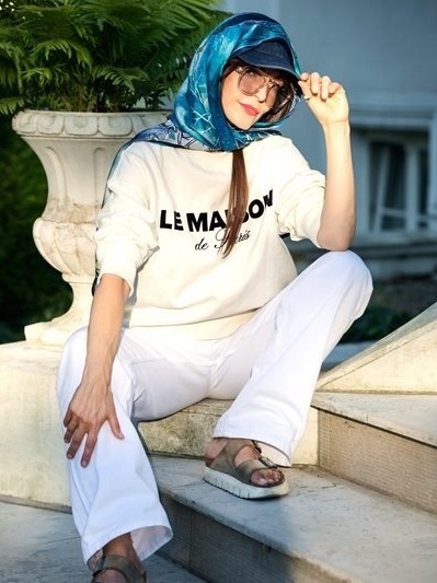 Jedwabny szalik dwustronny z jeleniem 170x45cm SDD-07