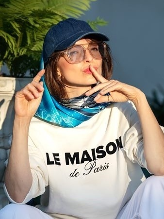 Jedwabny szalik dwustronny z jeleniem 170x45cm SDD-07