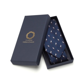 Hunting tie stork navy blue KM-142