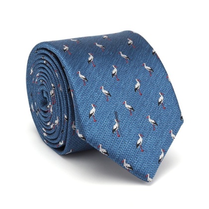 Blue stork hunting tie OUTLET-KM-143