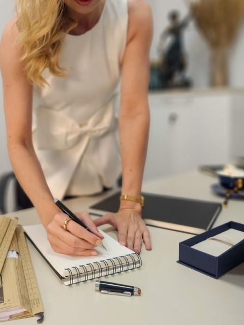 Silver rollerball pen with cognac amber KPS-20