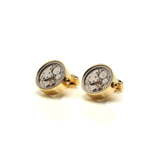 Gold watch mechanism cufflinks