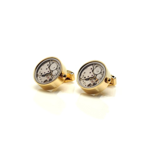 Gold watch mechanism cufflinks