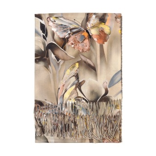 Szalik na zimę motyle beżowy 200x70cm