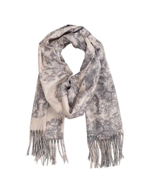 Szalik zimowy Toile de Jouy Collection szary 200x70cm