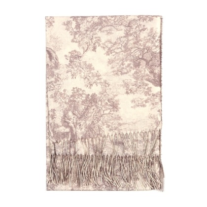 Szalik zimowy Toile de Jouy Collection różowy 200x70cm