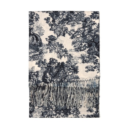 Szalik zimowy Toile de Jouy Collection czarny 200x70cm