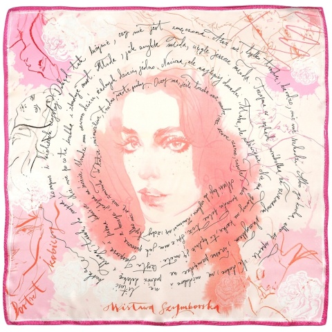 Silk scarf by Wisława Szymborska Portrait of a woman 68x68cm AD7-501