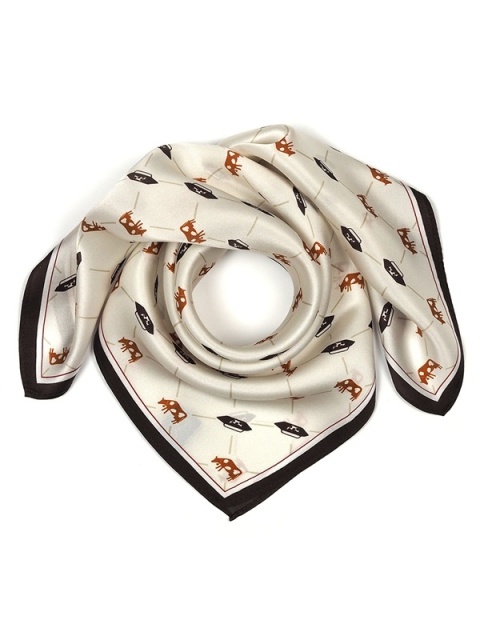 Apaszka jedwabna damska Krówki z Milanówka 53x53 cm AD5-079