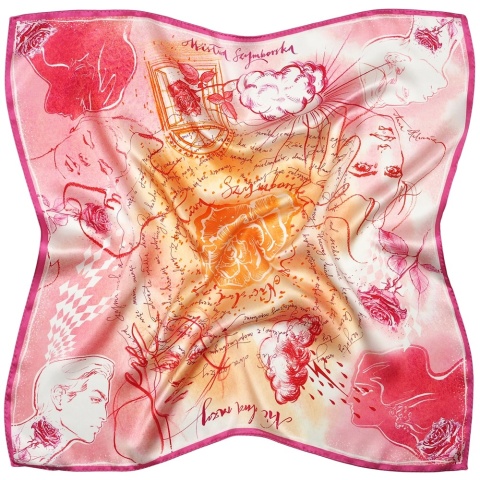 Silk scarf Wisława Szymborska Nothing twice 68x68cm AD7-500