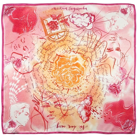 Silk scarf Wisława Szymborska Nothing twice 68x68cm AD7-500