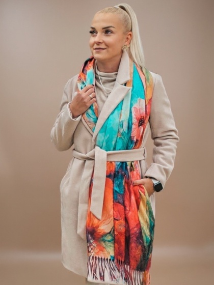 Warm women's scarf, blue, 200x70cm