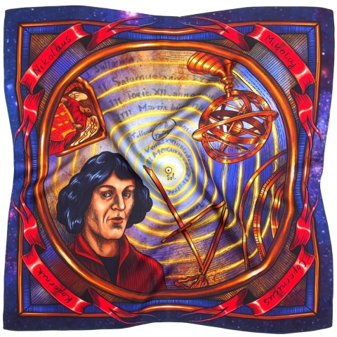 MK-01 Jedwabna Apaszka Mikołaj Kopernik - 66x66 cm