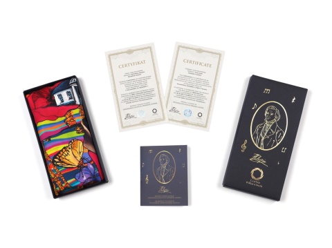 Jedwabna apaszka dwustronna Fryderyk Chopin 68x68cm CH-1022