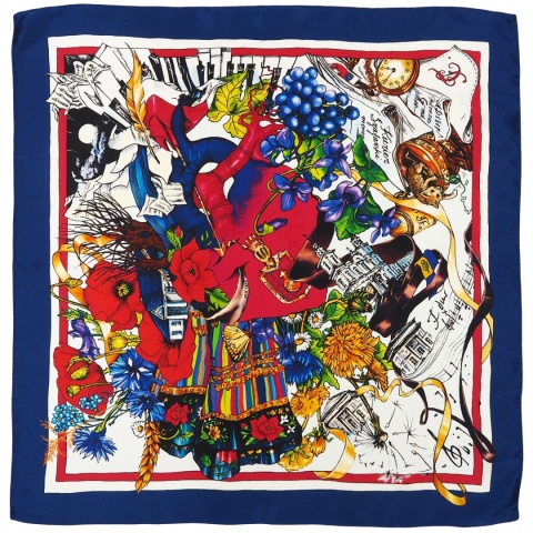 Unikat jedwabna apaszka dwustronna Fryderyk Chopin 87x87cm AD-010