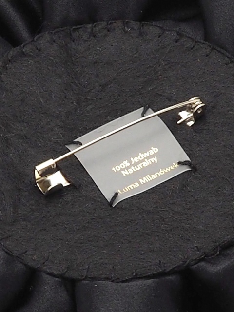 Zestaw: jedwabna broszka róża mała + duża czarne BRZ-01