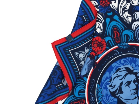 Double-Sided Silk Pocket Square Adam Mickiewicz 30x30 cm PJ-400