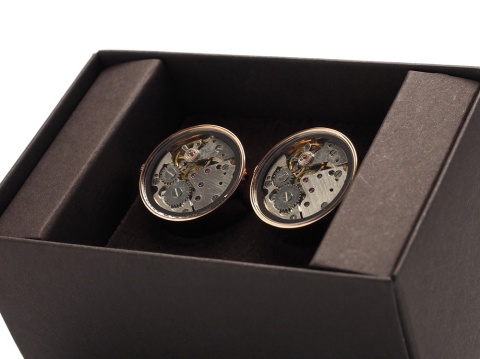 Rose gold watch mechanism cufflinks