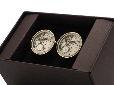 Gold watch mechanism cufflinks