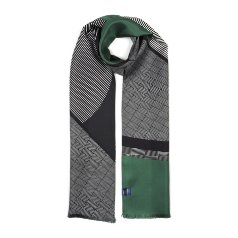 Men's silk scarf with a geometric pattern