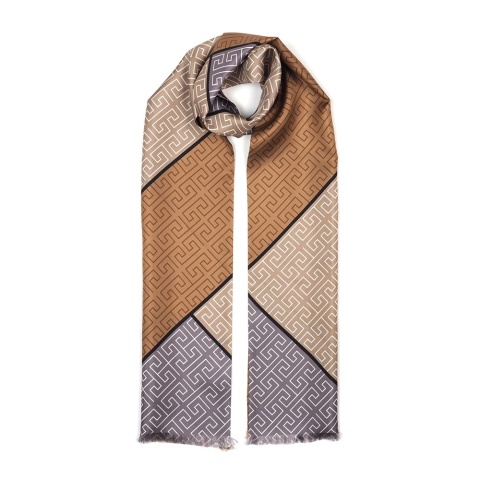 Men's silk scarf with a geometric pattern