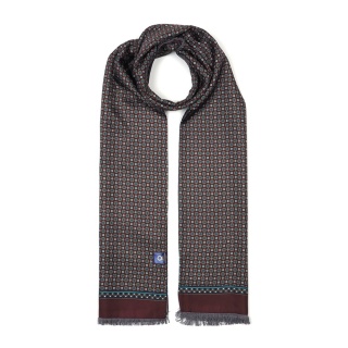 Men's silk scarf with a geometric pattern SR-051