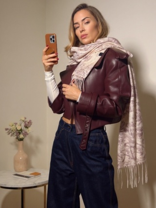 Toile de Jouy Collection winter scarf pink 200x70cm