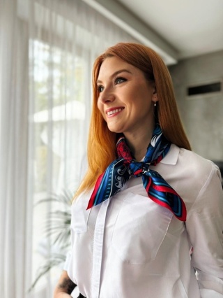 Unikat jedwabna apaszka dwustronna Adam Mickiewicz 67x67cm AD7-018