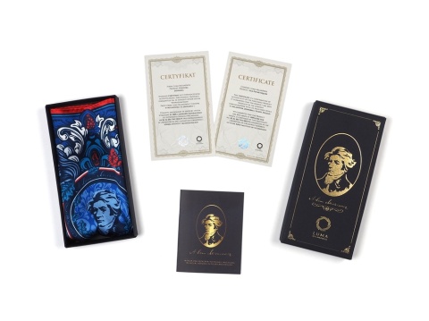 Unique double-sided silk scarf Adam Mickiewicz 68x68cm AD7-018