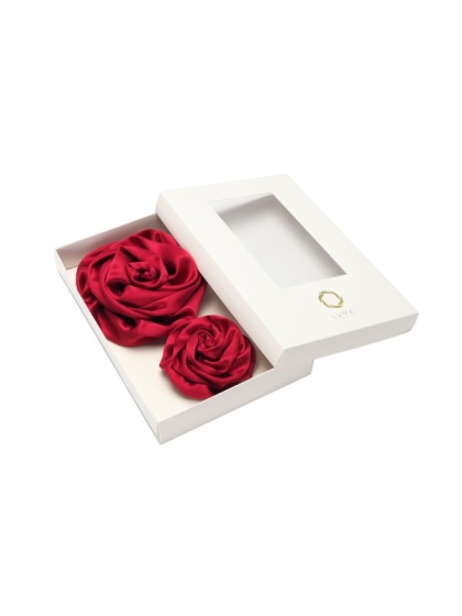 Set: silk rose brooch small + large red BRZ-04