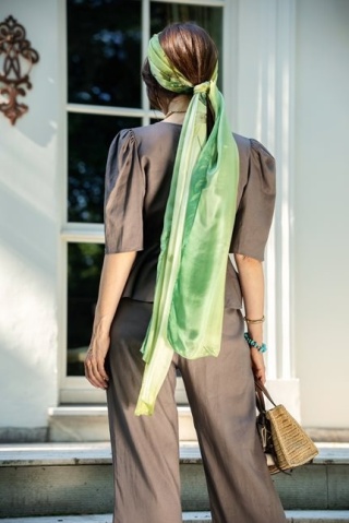 Zielony elegancki szal do sukni wieczorowej habotai 240x90cm SZM-093OUT