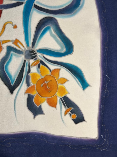 Hand-Painted Silk Scarf, Bows, 70x70 cm, AM7-714out