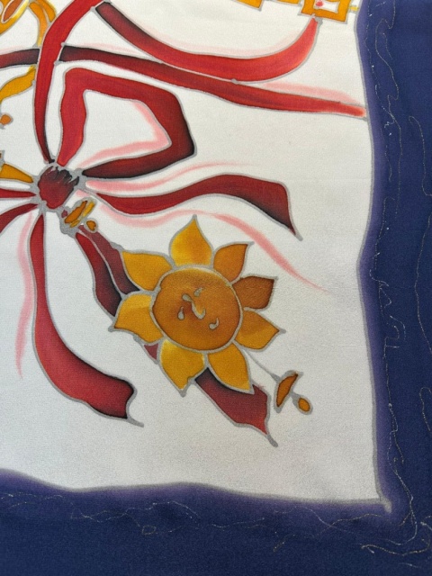 Hand-Painted Silk Scarf, Bows, 70x70 cm, AM7-714out