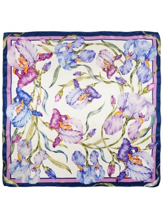 Fioletowa apaszka na szyję Irysy 88x88 cm AD-081