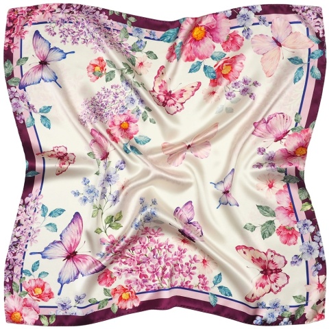 Różowa apaszka na szyję Motyle