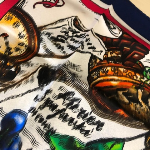 Jedwabna apaszka dwustronna Fryderyk Chopin 62x62 cm CH-1022OUT