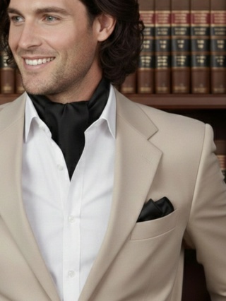 Jedwabna apaszka męska pod szyję czarna 67x67cm CM6-008