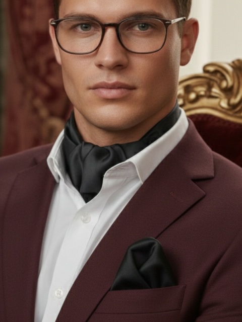 Jedwabna apaszka męska pod szyję grafitowa 67x67cm CM6-011