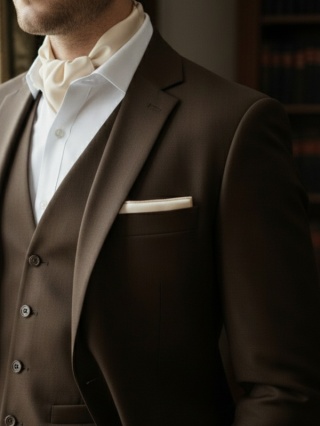 Jedwabna apaszka męska pod szyję jasnobeżowa 67x67cm CM6-009