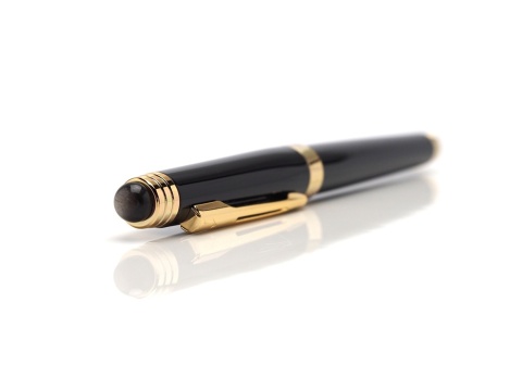 Pióro kulkowe z obsydianem srebrnym złote KPZ-07