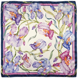 Fioletowa apaszka na szyję Irysy dwustronna 68x68 cm AD7-085