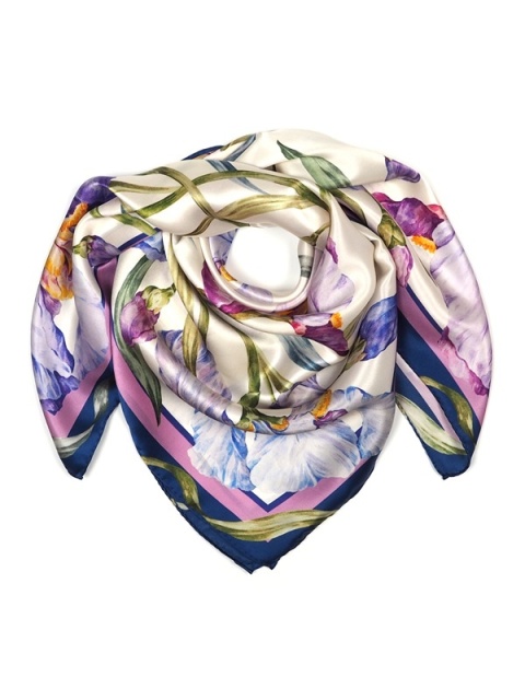 Fioletowa apaszka na szyję Irysy dwustronna 88x88 cm AD-085