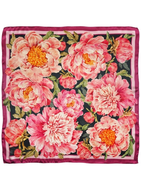 Jedwabna apaszka dwustronna piwonie 88x88cm AD-001