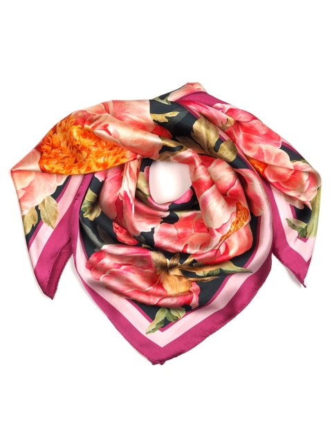 Jedwabna apaszka dwustronna piwonie 88x88cm AD-001