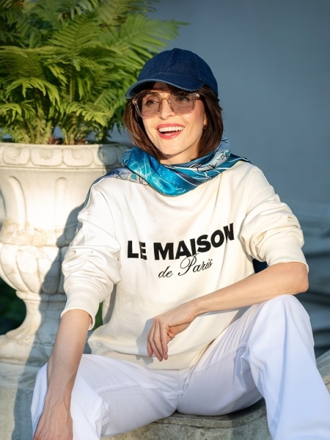 Jedwabny szalik dwustronny z jeleniem 170x45cm SDD-07