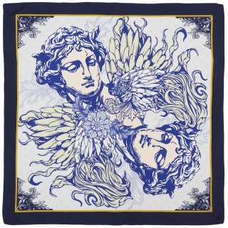 Unikat apaszka jedwabna dwustronna antyczna Grecja 68x68cm AD7-023